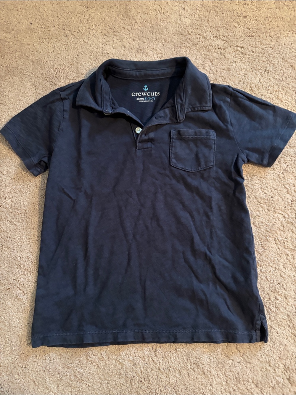 Crewcuts Navy Blue Short Sleeve Polo with Chest Pocket